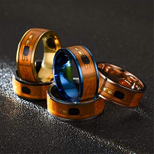 Fashionable Creative Rings for Birthday Valentine's Day Daily NFC Stainless Steel Phone Chip Dripping Oil Dual Dragon Pattern Smart Ring Gift - Black Ring US 10