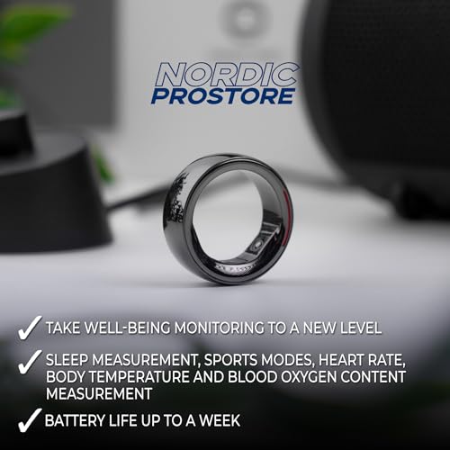 Nordic ProStore Smart Ring – Smart Rings for Men and Women – Health Tracker Ring to Monitor Fitness, Sleep and Heart rate – Fitness ring with 5-day Battery life, 5ATM Waterproof, APP for iOS & Android