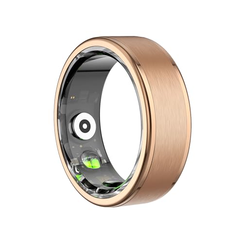 EOGBM Smart Ring Health Tracker, Men's Smart Ring, Women's Fitness Ring, Heart Rate, Blood Oxygen, Sleep Monitor, Pedometer with APP, 5ATM Waterproof, Compatible with iso and Android (Rose Gold, 8#)