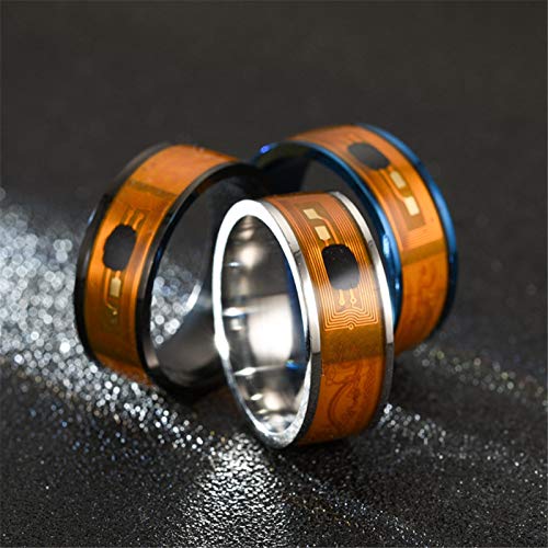 Fashionable Creative Rings for Birthday Valentine's Day Daily NFC Stainless Steel Phone Chip Dripping Oil Dual Dragon Pattern Smart Ring Gift - Black Ring US 10