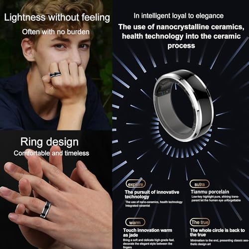 Fecoul Smart Health Ring for Fitness Sleep Tracking, 24-Hour Heart Rate Monitoring, Blood Oxygen Tracking, somatosensory Sports Games, 5ATM Waterproof Rating, Free APP (# 11)