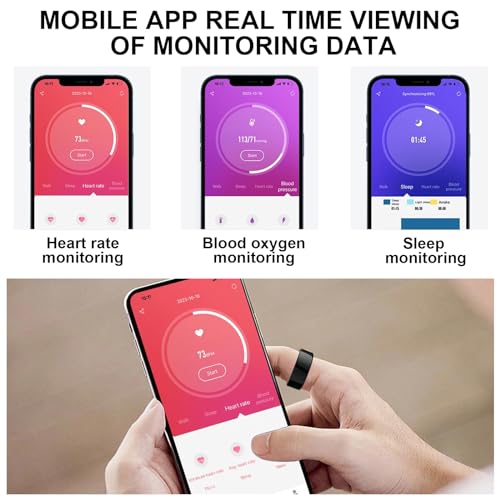 MEETSHERRY Smart Ring Gold | Sleep Heart Rate Blood Oxygen IP68 | Bluetooth Fitness Tracker for Men Women | Stylish Design, 7-9 Days Battery Size 11#