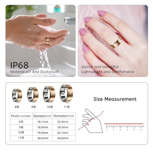 Twievo Smart Ring, Smart Ring Health Tracker, IP68 Waterproof Fitness Tracker Ring, No App Subscription with Heart Rate, Blood Oxygen, and Activity Tracking (Silver, #10)