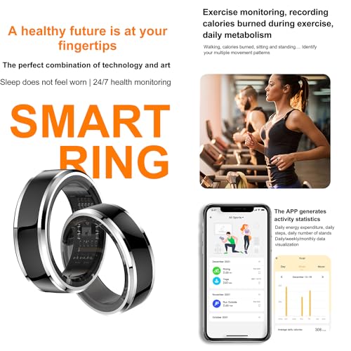 Fecoul Smart Health Ring for Fitness Sleep Tracking, 24-Hour Heart Rate Monitoring, Blood Oxygen Tracking, somatosensory Sports Games, 5ATM Waterproof Rating, Free APP (# 11)