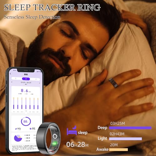 Hameisen Smart Ring for Men/Women - Smart Ring Health Tracker - Sleep Tracker Ring, No App Subscription, Support 6-7 Days Battery Life (Size 12)