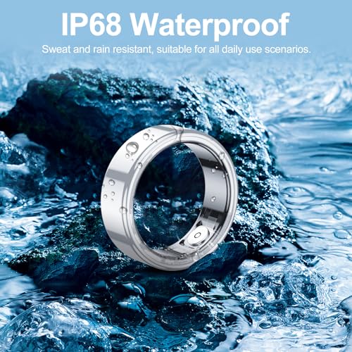 𝐒𝐦𝐚𝐫𝐭 𝐑𝐢𝐧𝐠,Wearable Fitness Smart Ring Health Tracker,Sleep Quality & Heart Rate & Blood Oxygen Monitoring,IP68 Waterproof,No Subscription Fees,Smart Ring for Women, Men (Sliver,Size 8)