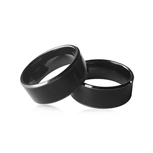 hecere Waterproof Ceramic NFC Ring, NFC Forum Type 2 215 496 Bytes Chip Universal for Mobile Phone, All-Round Sensing Technology Wearable Smart Ring, Wide Surface Fasion Ring(12#)