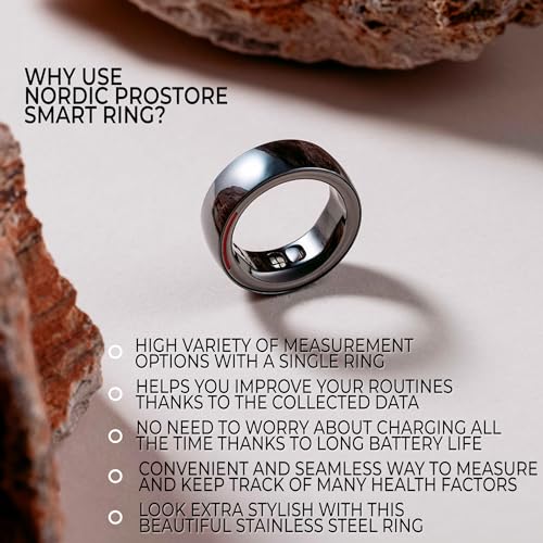 Nordic ProStore Smart Ring – Smart Rings for Men and Women – Health Tracker Ring to Monitor Fitness, Sleep and Heart rate – Fitness ring with 5-day Battery life, 5ATM Waterproof, APP for iOS & Android