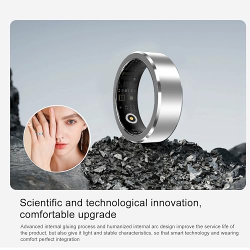 Smart Ring for Women/Men Fitness Rings Health Tracker Rings, Free App 5-7 Days Battery,Heart Rate,Blood Oxygen Silver(Diameter 19.2 mm)
