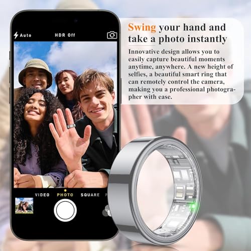 NEWTRENDS Smart Ring, Heart Rate/Sleep/Blood Oxygen Monitoring, Step Count, Wearable Fitness Tracker, APP Bluetooth Connected, IP68 Waterproof,Silver (Size 10)