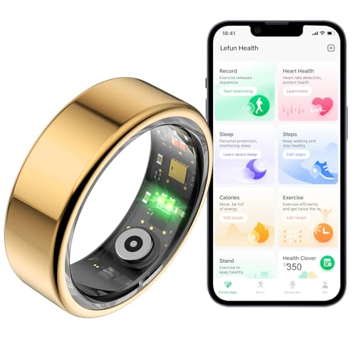 Smart Ring Fitness Tracker Ring for Women Men - Sleep Heart Rate Step Blood Oxygen Blood Pressure Health Tracker, 5ATM Waterproof Compatible with Android & iOS, No App Subscription, 5 Day Battery(8#)