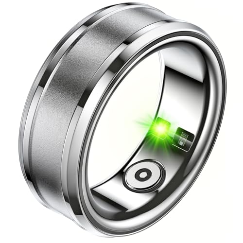 HitTopss Smart Rings Fitness Tracker Rings for Women, No APP Subscription, Sleep Tracking, Heart Rate, Blood Oxygen, IP68 Waterproof (Silver, 9#)