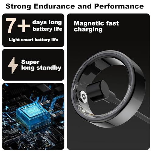 MEETSHERRY Smart Ring Gold | Sleep Heart Rate Blood Oxygen IP68 | Bluetooth Fitness Tracker for Men Women | Stylish Design, 7-9 Days Battery Size 11#