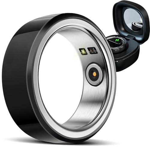 Dulutuxe Smart Ring Health Tracker Waterproof - Wearable Smart Fitness Sleep Tracker Heart Rate, Blood Oxygen for Men Women, Support 7 Days Battery Life (Black, 12)