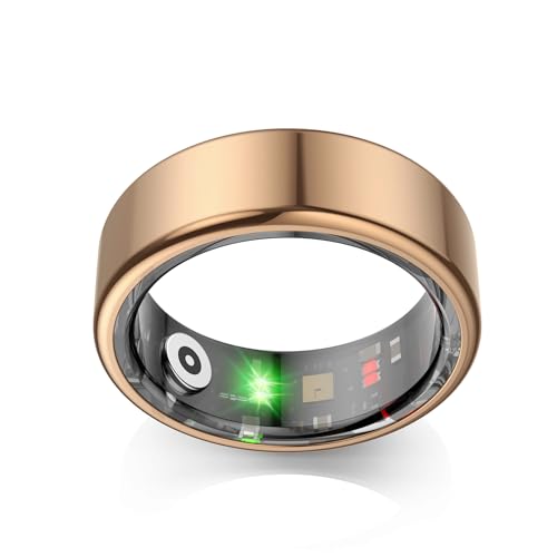 EOGBM Smart Rings for Men, Fitness Trackers for Women - Sleep Tracking Wearable - Heart Rate - Blood Oxygen - IP68 Waterproof, Compatible with Android & iOS（Rose Gold） (9#)