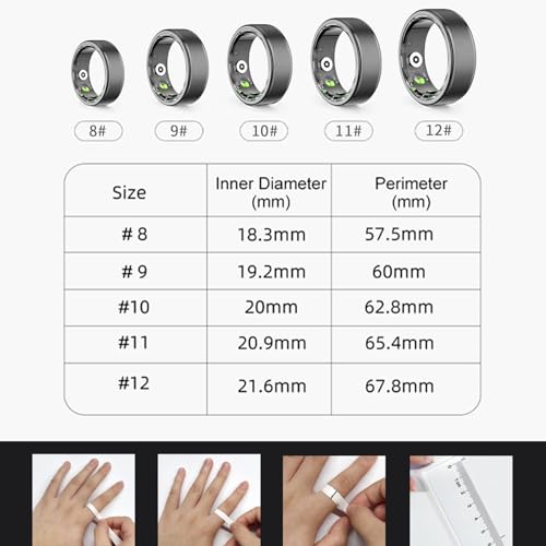 EOGBM Smart Ring Health Tracker, Men's Smart Ring, Women's Fitness Ring, Heart Rate, Blood Oxygen, Sleep Monitor, Pedometer with APP, 5ATM Waterproof, Compatible with iso and Android (Rose Gold, 8#)