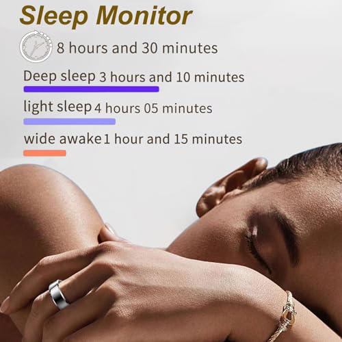 CNBRO Smart Ring Heart Rate Monitor Blood Pressure Ring Sleep Tracker Health Ring Pedometer Step Counter Calories Waterproof Fitness Rings for Women Men
