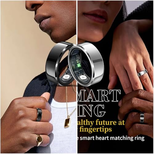 HitTopss Smart Ring, Fitness Sleep Health Tracker Rings for Men Women, No APP Subscription, Sleep Tracking, Heart Rate, Blood Oxygen, IP68 Waterproof (Silver, 10#)