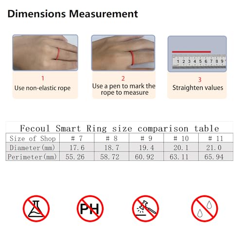 Fecoul Smart Health Ring for Fitness Sleep Tracking, 24-Hour Heart Rate Monitoring, Blood Oxygen Tracking, somatosensory Sports Games, 5ATM Waterproof Rating, Free APP (# 11)