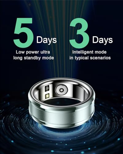 feifuns Smart Ring, Wearable Fitness Tracker with Multiple Sport Modes, Sleep Tracking - Heart Rate - Blood Oxygen - Temperature Trends - IP68 Waterproof, Size 10