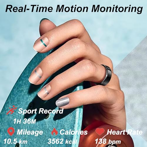 CNBRO Smart Ring Heart Rate Monitor Blood Pressure Ring Sleep Tracker Health Ring Pedometer Step Counter Calories Waterproof Fitness Rings for Women Men