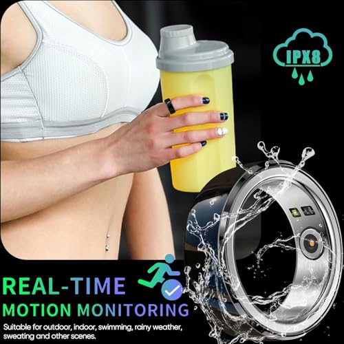 Dulutuxe Smart Ring Health Tracker Waterproof - Wearable Smart Fitness Sleep Tracker Heart Rate, Blood Oxygen for Men Women, Support 7 Days Battery Life (Black, 12)