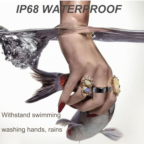 CNBRO Smart Ring Heart Rate Monitor Blood Pressure Ring Sleep Tracker Health Ring Pedometer Step Counter Calories Waterproof Fitness Rings for Women Men