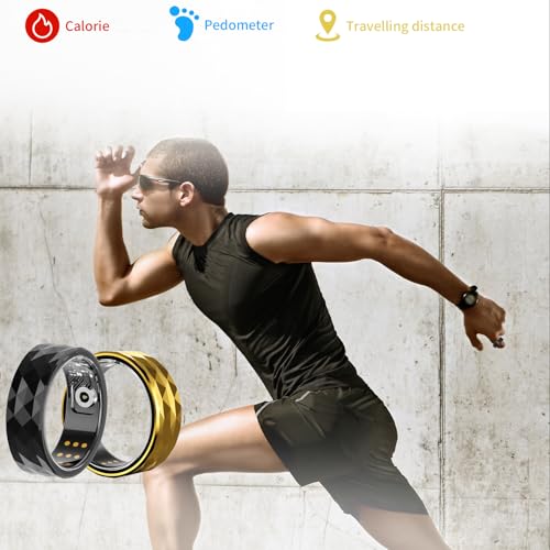 Smart Ring, Activity & Fitness Tracker Ring for Women/Men, No APP Subscription, Fitness Tracking Smart Ring with Calories/Heart Rate/Blood Oxygen/Sleep Monitoring, IP68 Waterproof-9#, Black
