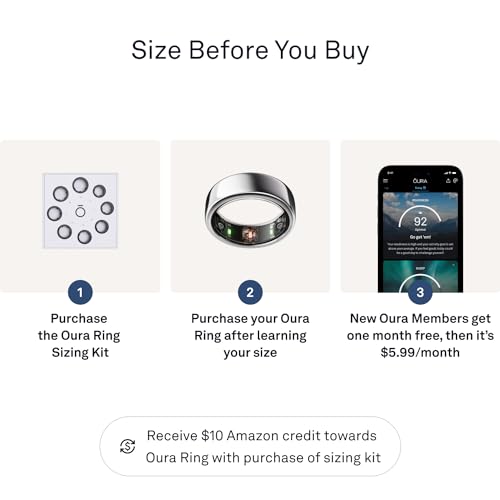 Oura Ring Gen3 Horizon - Silver - Size 8 - Smart Ring - Size First with Oura Sizing Kit - Sleep Tracking Wearable - Heart Rate - Fitness Tracker - 5-7 Days Battery Life