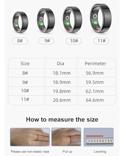 EOGBM Smart Rings for Men, Fitness Trackers for Women - Sleep Tracking Wearable - Heart Rate - Blood Oxygen - IP68 Waterproof, Compatible with Android & iOS（Rose Gold） (9#)