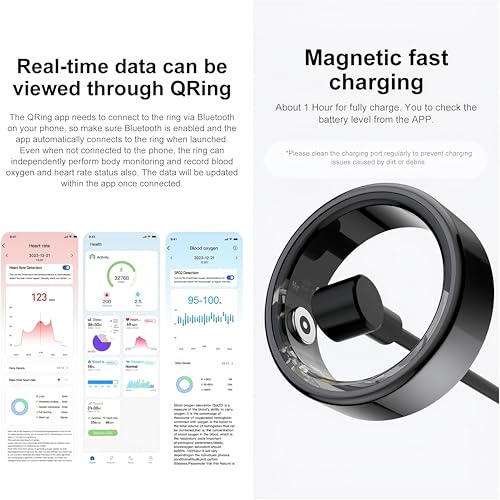 EOGBM Smart Ring Fitness Tracker Health Heart Rate, Oximetry, Sleep, Exercise Monitoring, Compatible with iOS and Android (Rose Gold) (10#)