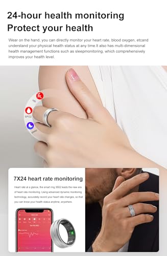 WIWISTON Smart Ring Fitness Tracker Ring for Women Men, Multiple Sport Modes Fitness Ring with Heart Rate Sleep Monitor, IP68 Waterproof Step Counter Calorie Tracking Ring for Android iOS Phone