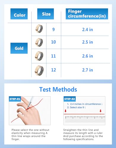 Smart Ring Health Tracker，Sports Fitness Ring，Step Tracker，Heart Rate Monitor ，Blood Oxygen， Sleep Tracker ，IP68 Waterproof，Activity Fitness Tracker，5 Days Battery Life，Best Smart Rings for Women Men