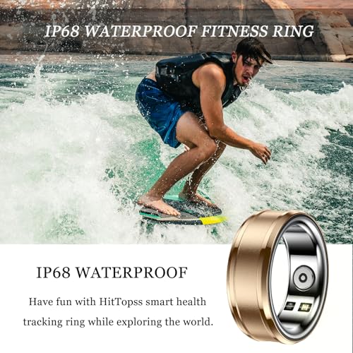 HitTopss Smart Rings Fitness Tracker Rings for Women, No APP Subscription, Sleep Tracking, Heart Rate, Blood Oxygen, IP68 Waterproof (Silver, 9#)