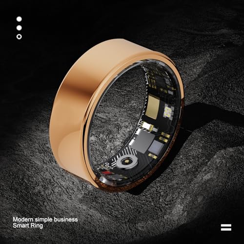 Jojovenusmall Smart Ring Health Tracker,Anillo Inteligente para Hombre,Health Rings for Women & Men,Long Lasting Batteries Sleep Ring (Gold, 11#)