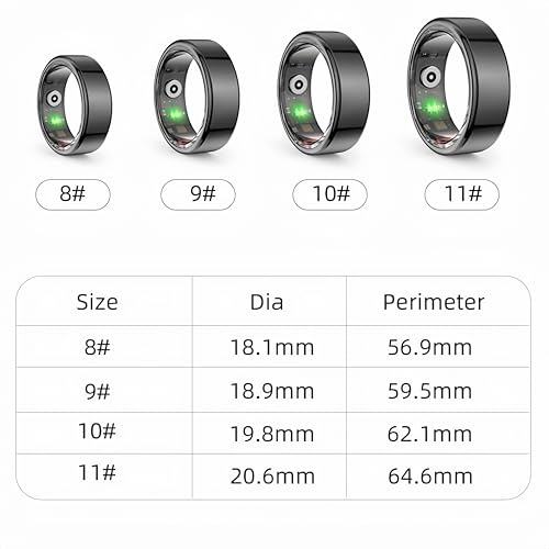 EOGBM Smart Ring Fitness Tracker Health Heart Rate, Oximetry, Sleep, Exercise Monitoring, Compatible with iOS and Android (Rose Gold) (10#)