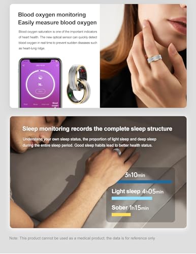 WIWISTON Smart Ring Fitness Tracker Ring for Women Men, Multiple Sport Modes Fitness Ring with Heart Rate Sleep Monitor, IP68 Waterproof Step Counter Calorie Tracking Ring for Android iOS Phone