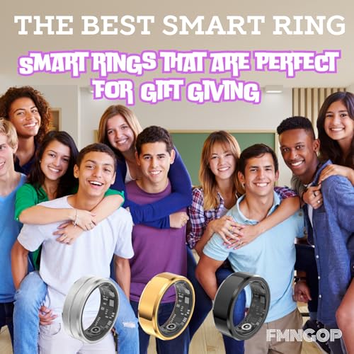 FMNGOP 2024 New Smart Ring, Bluetooth 5.0 Heart Rate Monitor, Activity Tracker, Sleep Monitor, Health Tracker, Menstrual Cycle Tracker, Blood Oxygen Monitor, Calorie Tracker (Gold, 8-57.0mm/2.24in)