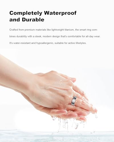 feifuns Smart Ring, Wearable Fitness Tracker with Multiple Sport Modes, Sleep Tracking - Heart Rate - Blood Oxygen - Temperature Trends - IP68 Waterproof, Size 10
