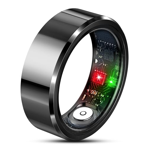 BUDAOLIU Smart Ring, Wearable Fitness Ring Health Tracker, Sleep Tracking, Heart Rate Fitness Tracker, 5-7 Days Battery Life (Black, 10#)