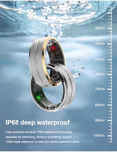WIWISTON Smart Ring Fitness Tracker Ring for Women Men, Multiple Sport Modes Fitness Ring with Heart Rate Sleep Monitor, IP68 Waterproof Step Counter Calorie Tracking Ring for Android iOS Phone