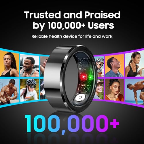 BUDAOLIU Smart Ring, Wearable Fitness Ring Health Tracker, Sleep Tracking, Heart Rate Fitness Tracker, 5-7 Days Battery Life (Black, 10#)