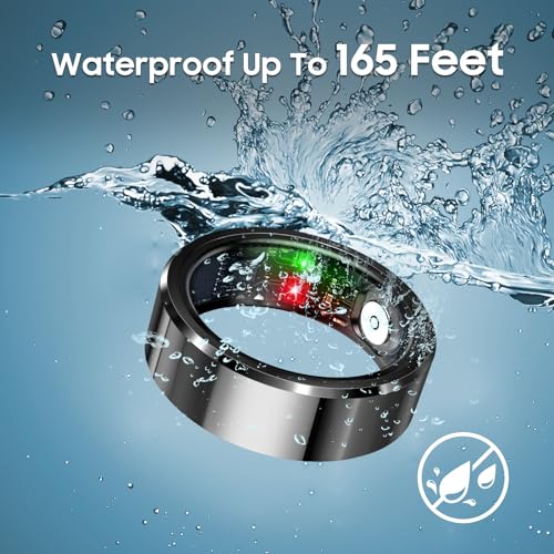 BUDAOLIU Smart Ring, Wearable Fitness Ring Health Tracker, Sleep Tracking, Heart Rate Fitness Tracker, 5-7 Days Battery Life (Black, 10#)