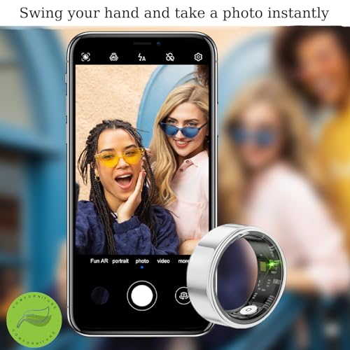 Comforniture Smart Ring Health Tracker, Anillo Inteligente para Hombre, Health Rings for Women & Men, Long Lasting Batteries Sleep Ring, Waterproof Fitness Tracker (Silver, 8#)