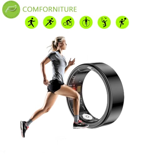 Comforniture Smart Ring Health Tracker, Anillo Inteligente para Hombre, Health Rings for Women & Men, Long Lasting Batteries Sleep Ring, Waterproof Fitness Tracker (Silver, 8#)
