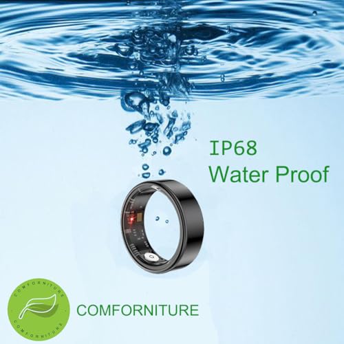 Comforniture Smart Ring Health Tracker, Anillo Inteligente para Hombre, Health Rings for Women & Men, Long Lasting Batteries Sleep Ring, Waterproof Fitness Tracker (Silver, 8#)