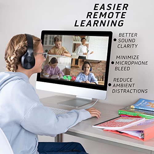 Sonitum Kids Headphones, 5-Pack, On-Ear, 3.5mm Wired, Adjustable, Cushioned, Black