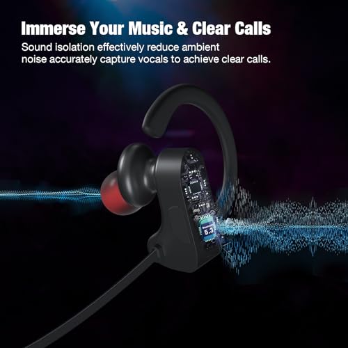 JOYWISE Bluetooth Wireless Headphones 16H Playtime Earbuds with Mic Stereo in-Ear Earphones, IPX7 Waterproof Sports Sound Isolation Headsets for Running, Gym, Workout