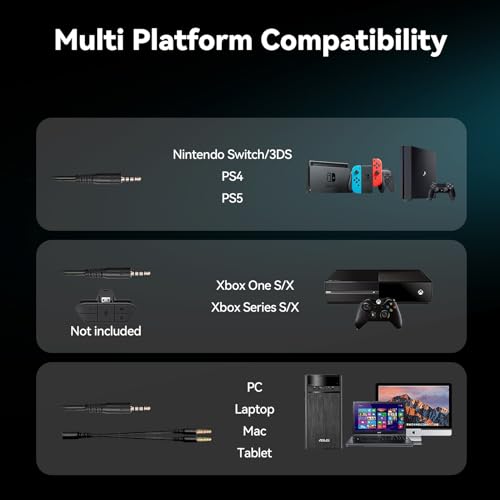 IMYB A36 Gaming Headset with Microphone for Pc, Xbox One Series X/s, Ps4, Ps5, Switch, Stereo Wired Noise Cancelling Over-Ear Headphones with Mic for Computer, Laptop, Mac, Nintendo, Gamer (Blue)