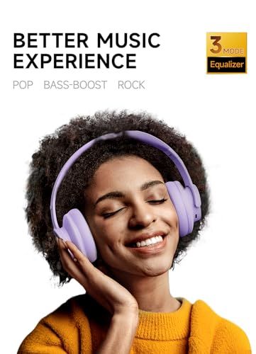 Picun B8 Headphones Wireless Bluetooth, 120H Bluetooth Headphones Over Ear with 3EQ Music Modes, Hands-Free Calls, Deep Bass Headphones for Travel Home Office Cellphone PC (Purple)